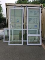 White Vinyl Sliding Glass Patio Door Panels, SunCoat Low-E Tempered, approximately 35.7"x93.3" / 35.5"x95.5"/35.5x95 (3 Panels In Total)