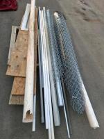 Mix Of JM Eagle 1" SCH40 PVC Pipes, Galvanized Posts, Chain Link Fence Mesh, Wood Boards, Approximately 8 Foot Lengths And Under