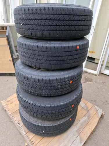 Set Of 5 Firestone Transforce HT2 LT245/75R16 Tires, Load E, 16" 8-Lug Steel Wheels, All-Season