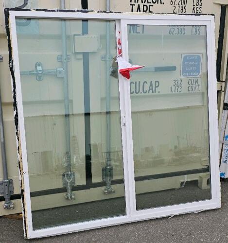 Sliding Glass Window, 55.5"x54.25", White Vinyl Frame, Double Pane, Right-Hand Slider