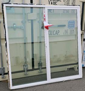 Sliding Glass Window, 55.5"x54.25", White Vinyl Frame, Double Pane, Right-Hand Slider