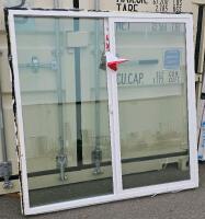 Sliding Glass Window, 55.5"x54.25", White Vinyl Frame, Double Pane, Right-Hand Slider