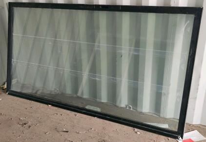 Large Black Aluminum Fixed Window, Dual-Pane Insulated Glass, 89"x44"