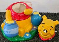 Bullseye Target Dog Ceramic Cookie Jar, Glazed, Collectible Advertising Mascot, Winnie The Pooh Ceramic Cookie Jar, Target Black and White Ceramic Cookie Jar, 4 Collectors Plates, 2 Cat Figurines, 1 Fairy Figurine, Cardboard Construction Picture Frame - 2