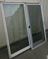White 2-Panel Sliding Glass Patio Door With Screen, Double-Pane Tempered Glass