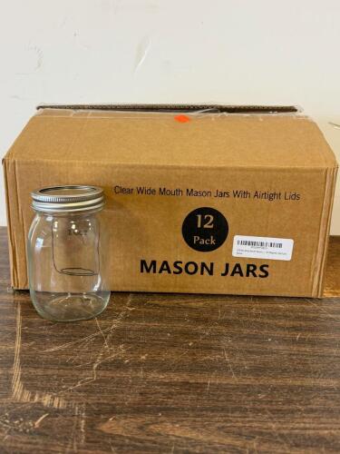 11 Pack Wide Mouth 16 Oz Mason Jars With Airtight Lids, Clear Glass, 2-Piece Silver Lid
