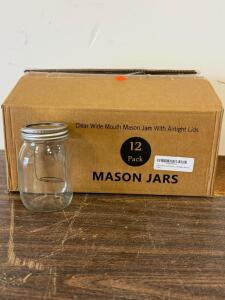 11 Pack Wide Mouth 16 Oz Mason Jars With Airtight Lids, Clear Glass, 2-Piece Silver Lid