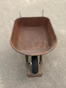 True Temper 6 Cu. Ft. Steel Tray Wheelbarrow, Hardwood Handles, Single Pneumatic Wheel