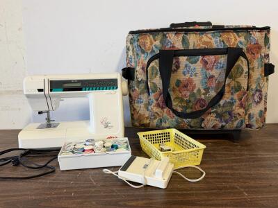 Elna 6003 Quilter's Dream Computerized Sewing Machine w/ LCD, Accessories, Rolling Case, SN 8423324 (powers on)