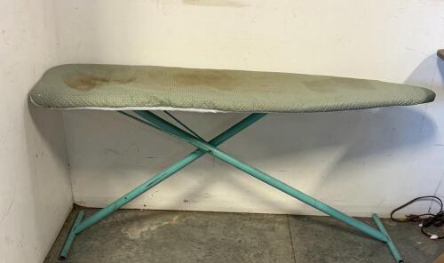 Folding Ironing Board, 54x15 In, Steel Frame, Light Green Cover