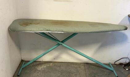 Folding Ironing Board, 54x15 In, Steel Frame, Light Green Cover