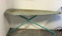 Folding Ironing Board, 54x15 In, Steel Frame, Light Green Cover