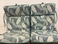 Set Of 2 Outdoor High-Back Patio Chair Cushions, Leaf Pattern, 44"x22", Green/White, Fabric Ties
