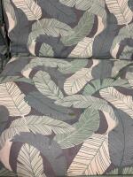 Set Of 2 Outdoor High-Back Patio Chair Cushions, Leaf Pattern, 44"x22", Green/White, Fabric Ties - 3