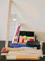 Large Sewing & Quilting Supply Lot &ndash; Yarn, Rulers, Patterns, Freezer Paper, NS-DXA1 TV Tuner (tested, works)