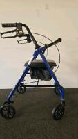 Drive 4-Wheel Rollator Walker Blue with Seat & Storage Bag and Folding Manual Wheelchair Black