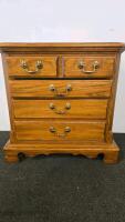 Small 5-Drawer Golden Oak Chest, Dovetail Drawers, Brass Pulls, 24"x12"x24", Traditional Style