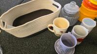 Mixed Lot of Kitchenware &ndash; Plates, Bowls, Mugs, Storage, Utensils, Holder & Basket - 4