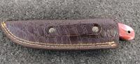 Custom Fixed-Blade Knife, Etched Drop Point 4.5" Blade, Resin Handle, Leather Sheath, Mosaic Pin - 4