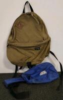 Survival Gear Lot: Respirator Mask, Longbow, Hatchet, Kelty Backpack, Vaporizer, Books, C-Clamps - 7