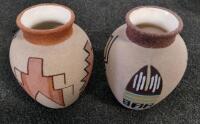Southwestern Rancho Feliz Pottery Vases Signed Thompson, Hand-Painted Set of 2, Geometric Design - 9
