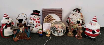 Vintage Holiday Ceramic Cookie Jars &ndash; Santa & Snowman Designs