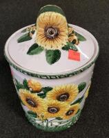 VTech Touch & Learn Activity Desk Deluxe, sunflower Cookie jar, and large lot of frames/framed artwork - 2