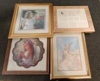 VTech Touch & Learn Activity Desk Deluxe, sunflower Cookie jar, and large lot of frames/framed artwork - 8