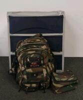 Coleman QuickBed Queen Size Flocked Air Mattress, Canyon County Sheriff&rsquo;s Office Challenge Coin, camo backpack, school supplies, plastic three drawer organizer, and more. - 7