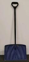 Pair of 20" Wide Heavy Duty Snow Shovels, D-Grip Handles, Metal and Plastic Edges, Green & Blue - 2