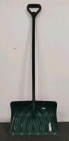 Pair of 20" Wide Heavy Duty Snow Shovels, D-Grip Handles, Metal and Plastic Edges, Green & Blue - 4