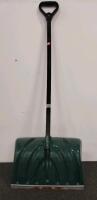 Pair of 20" Wide Heavy Duty Snow Shovels, D-Grip Handles, Metal and Plastic Edges, Green & Blue - 5