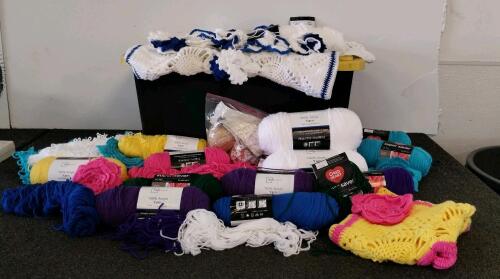 Bulk Lot: 17 Skeins Mainstays & Red Heart 100% Acrylic Yarn, Crochet Projects, Black/Yellow Tote