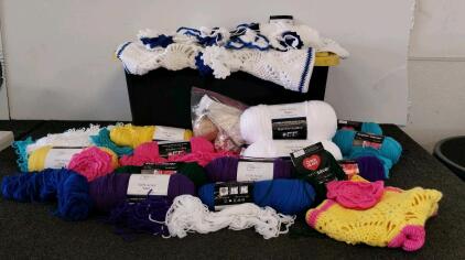 Bulk Lot: 17 Skeins Mainstays & Red Heart 100% Acrylic Yarn, Crochet Projects, Black/Yellow Tote