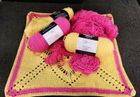 Bulk Lot: 17 Skeins Mainstays & Red Heart 100% Acrylic Yarn, Crochet Projects, Black/Yellow Tote - 5