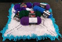 Bulk Lot: 17 Skeins Mainstays & Red Heart 100% Acrylic Yarn, Crochet Projects, Black/Yellow Tote - 6