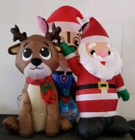 4.75 ft Inflatable Santa Claus, Reindeer, and "Santa Paws" Dog Yard Decoration with LED Lights