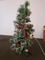 Holiday Decoration Bundle: 3ft Pre-Lit Christmas Tree, 9 Window Candles, D&eacute;cor Pumpkins & Basket (powered on) - 2