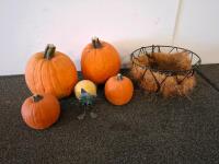 Holiday Decoration Bundle: 3ft Pre-Lit Christmas Tree, 9 Window Candles, D&eacute;cor Pumpkins & Basket (powered on) - 5