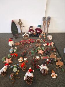 40+ Rustic Christmas Ornaments Lot &ndash; Wood, Fabric, Pinecone, Metal, Cabin & Lodge Holiday Decor