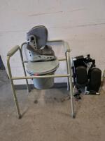 Adjustable Portable Steel Commode Chair With Pail, Orthopedic Boot, and Elevating Leg Rests