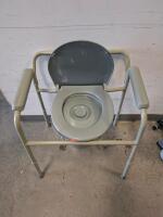 Adjustable Portable Steel Commode Chair With Pail, Orthopedic Boot, and Elevating Leg Rests - 2