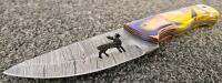 Custom Fixed Blade Knife with Multicolor Resin/Wood Handle and Damascus Blade - 2