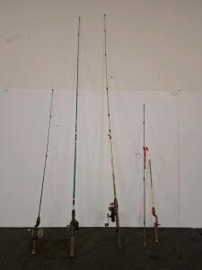 Silstar C5-06SP 6'6" Graphite Spinning Rod w/ Mitchell 300 Reel + South Bend 59 & Vintage Combos 4 poles in total. Not all have reels
