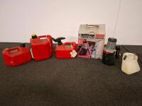 Blitz 1, 2.5 & 5 Gallon Red Gasoline Fuel Cans & Graco Roto Flo 3000 Airless Paint Sprayer Bundle