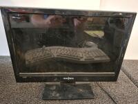 Nantucket 4x4 Copper Post Caps Lot w/ Insignia Monitor, monitor powered on. Keyboard, Mouse & Coleman outdoor grill. - 2