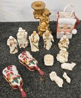 Mixed Christmas Decor Lot &ndash; Nativity Set, Tropical Santa, 29 Pieces, Ceramic & Plush Figures - 2