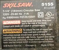Skilsaw 5155 Circular Saw, 7-1/4" Blade, 11A, 4600 RPM, Serial HI82097 (tested, works). 2 sets of drinking glasses, assorted DVD's - 2