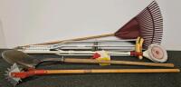 Craftsman Rotary Cultivator, Razor-Back Shovel, Rake, Crutches, Marking Flags Lot