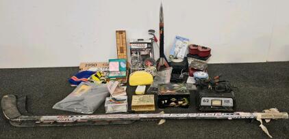 Mixed Decor and Hobby Lot: Vintage Harley Davidson Snow Globe, Cardinal Snow Globe, 13 Different Jewelry Boxes, 6/2 Amp Battery Charger (Functional), Outdoor Light Timer Box (Could Not Confirm Functional), 2 Model Rockets w/ Launch Pad & Landing Parachute